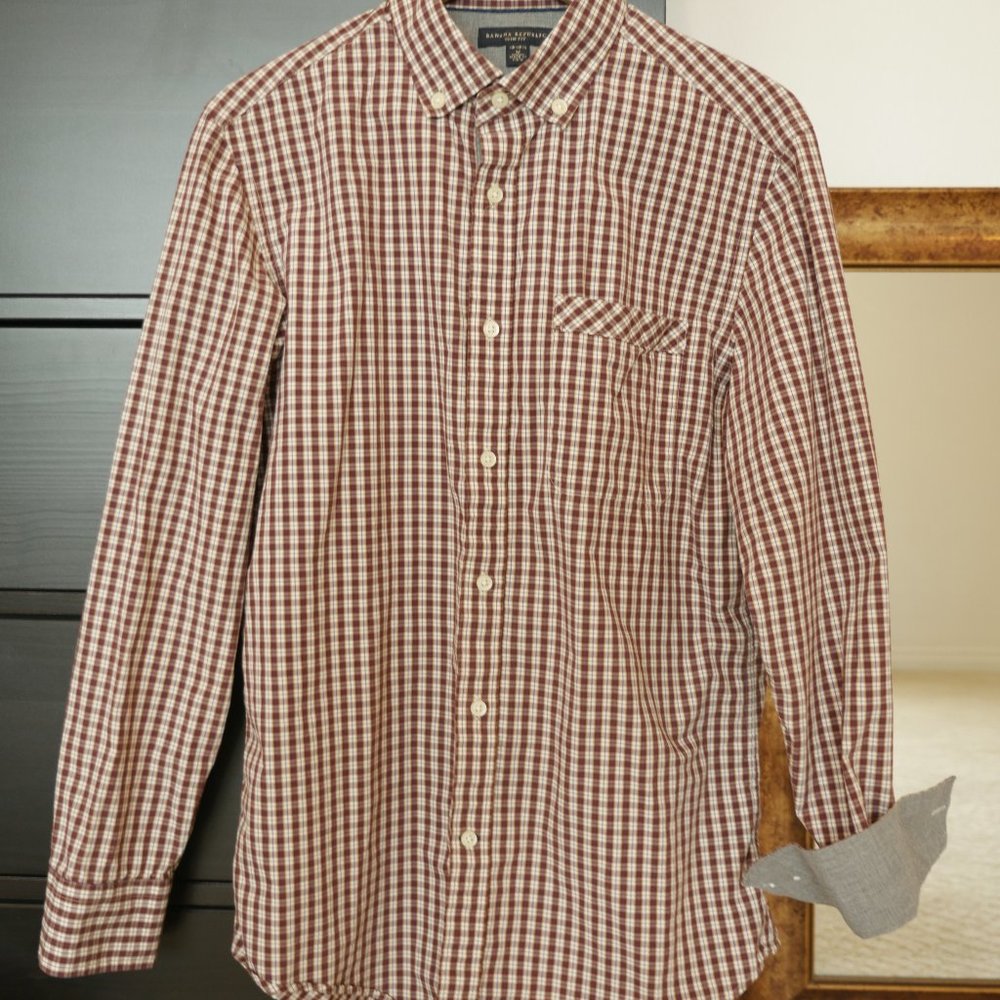 Banana Republic Brick Color Plaid Shirt